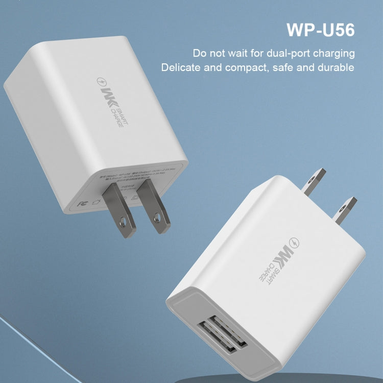 WK WP-U56 2A Dual USB Fast Charging Travel Charger Power Adapter, US Plug (White) - Apple Accessories by WK | Online Shopping UK | buy2fix