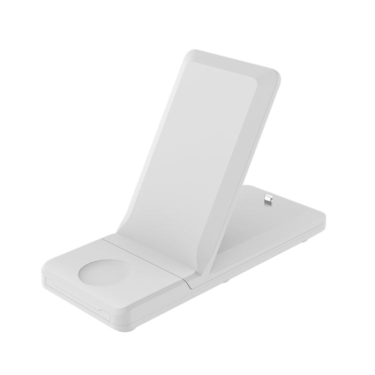 H6 3 in 1 Portable Folding Wireless Charger for iPhone + iWatch + AirPods(White) - Apple Accessories by buy2fix | Online Shopping UK | buy2fix