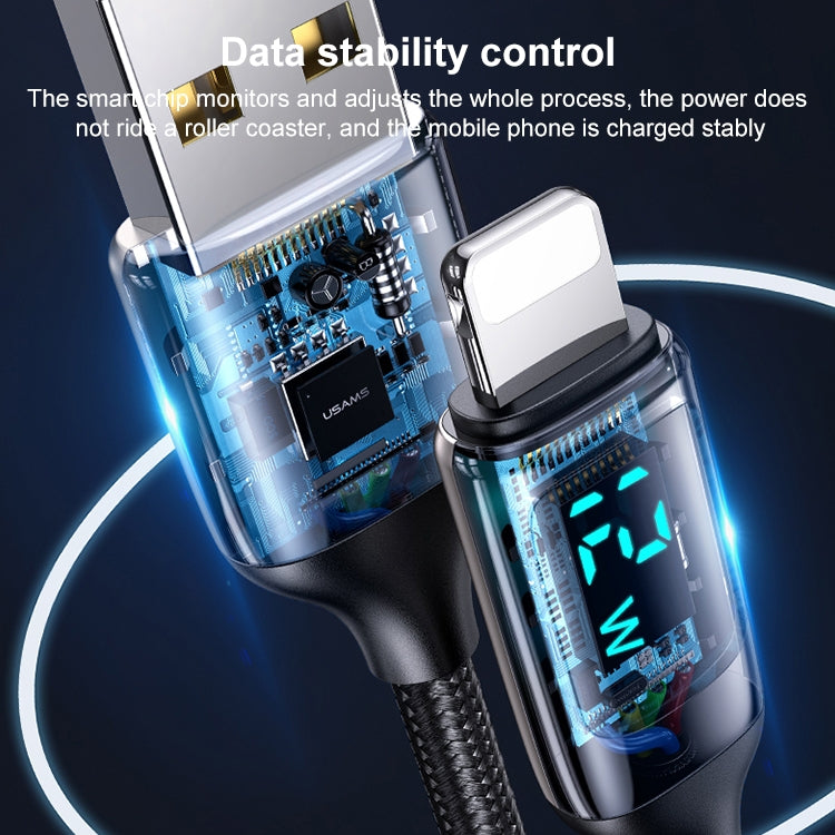 USAMS US-SJ543 U78 8 Pin Aluminum Alloy Digital Display Charging Data Cable, Length: 1.2m (Black) - Normal Style Cable by USAMS | Online Shopping UK | buy2fix