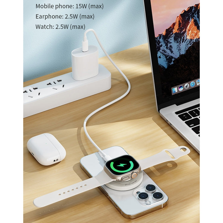 ROCK W51 15W Magnetic Ring Holder 3 in 1 Wireless Charger (White) - Wireless Charger by ROCK | Online Shopping UK | buy2fix