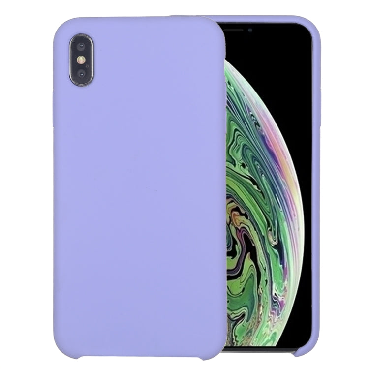 For iPhone X / XS Pure Color Liquid Silicone + PC Dropproof Protective Back Cover Case(Light Purple) - Apple Accessories by buy2fix | Online Shopping UK | buy2fix