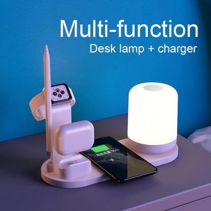 WS6 10W 2 USB Ports + USB-C / Type-C Port Multi-function Desk Lamp + Qi Wireless Charging Charger (Pink) - Multifunction Charger by buy2fix | Online Shopping UK | buy2fix