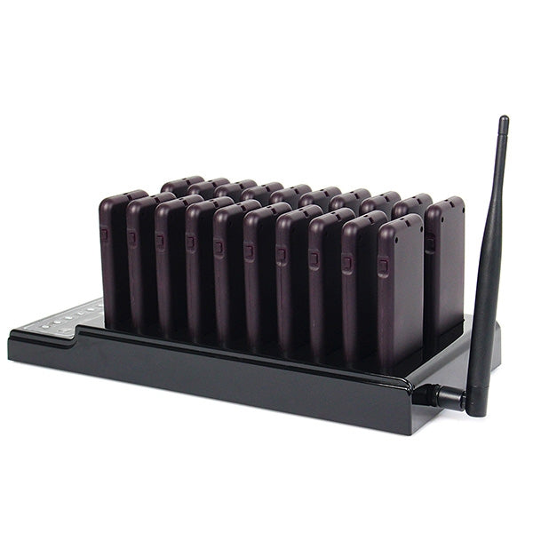 QC100 999 Channel Restaurant Wireless Paging Queuing Calling System with 20 Call Coaster Pagers, EU Plug - Security by buy2fix | Online Shopping UK | buy2fix