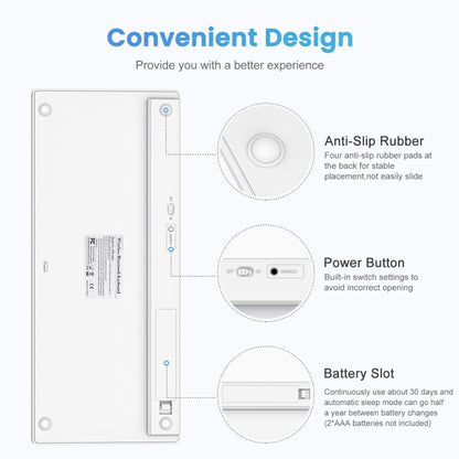 WB-8022 Ultra-thin Wireless Bluetooth Keyboard for iPad, Samsung, Huawei, Xiaomi, Tablet PCs or Smartphones, French Keys(Silver) - Computer & Networking by buy2fix | Online Shopping UK | buy2fix