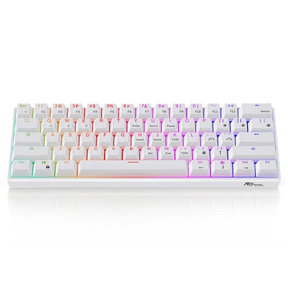 RK61 61 Keys Bluetooth / 2.4G Wireless / USB Wired Three Modes Blue Switch Tablet Mobile Gaming Mechanical Keyboard with RGB Backlight, Cable Length: 1.5m (White) - Wired Keyboard by buy2fix | Online Shopping UK | buy2fix