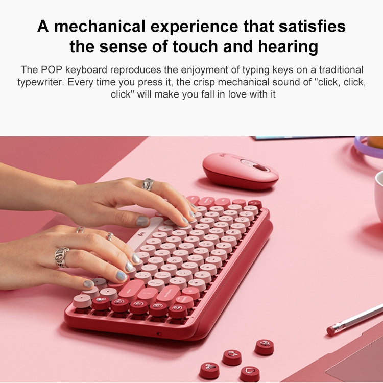 Logitech POP KEYS Round Button Bluetooth Mechanical Keyboard (Pink) - Wireless Keyboard by Logitech | Online Shopping UK | buy2fix