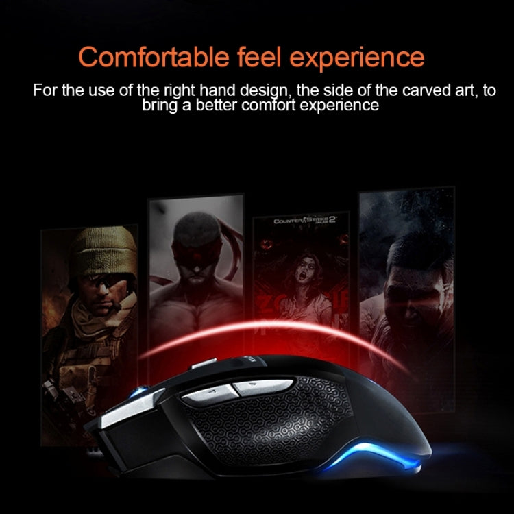 AULA Series SoulKiller II Colourful Light 7D Optical Competitive USB Wired Game Mouse, Maximum Resolution of 3500 DPI(Black) - Wired Mice by AULA | Online Shopping UK | buy2fix