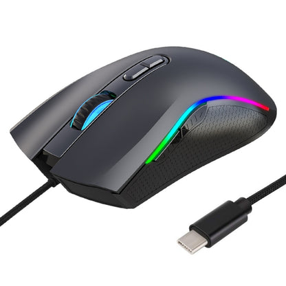 HXSJ A869 Type-C 7200dpi 6-modes Adjustable 7-keys RGB Light Wired Game Mouse - Wired Mice by HXSJ | Online Shopping UK | buy2fix