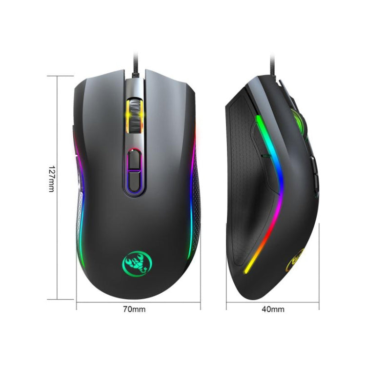 HXSJ A869 Type-C 7200dpi 6-modes Adjustable 7-keys RGB Light Wired Game Mouse - Wired Mice by HXSJ | Online Shopping UK | buy2fix