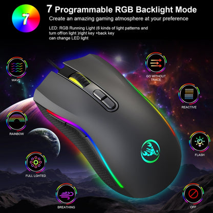 HXSJ A869 Type-C 7200dpi 6-modes Adjustable 7-keys RGB Light Wired Game Mouse - Wired Mice by HXSJ | Online Shopping UK | buy2fix