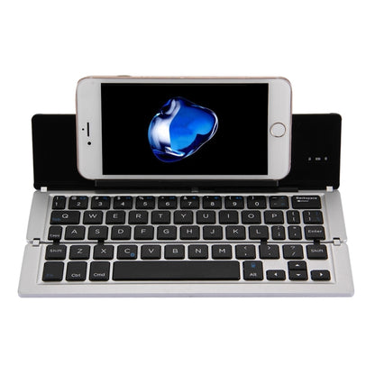 F18 Ultra-slim Rechargeable Foldable 58 Keys Bluetooth Wireless Keyboard with Holder (Silver) - Wireless Keyboard by buy2fix | Online Shopping UK | buy2fix