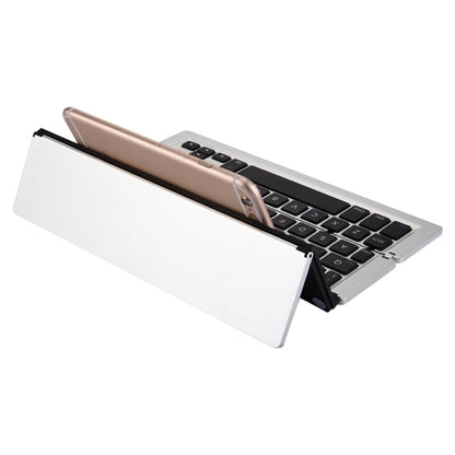 F18 Ultra-slim Rechargeable Foldable 58 Keys Bluetooth Wireless Keyboard with Holder (Silver) - Wireless Keyboard by buy2fix | Online Shopping UK | buy2fix