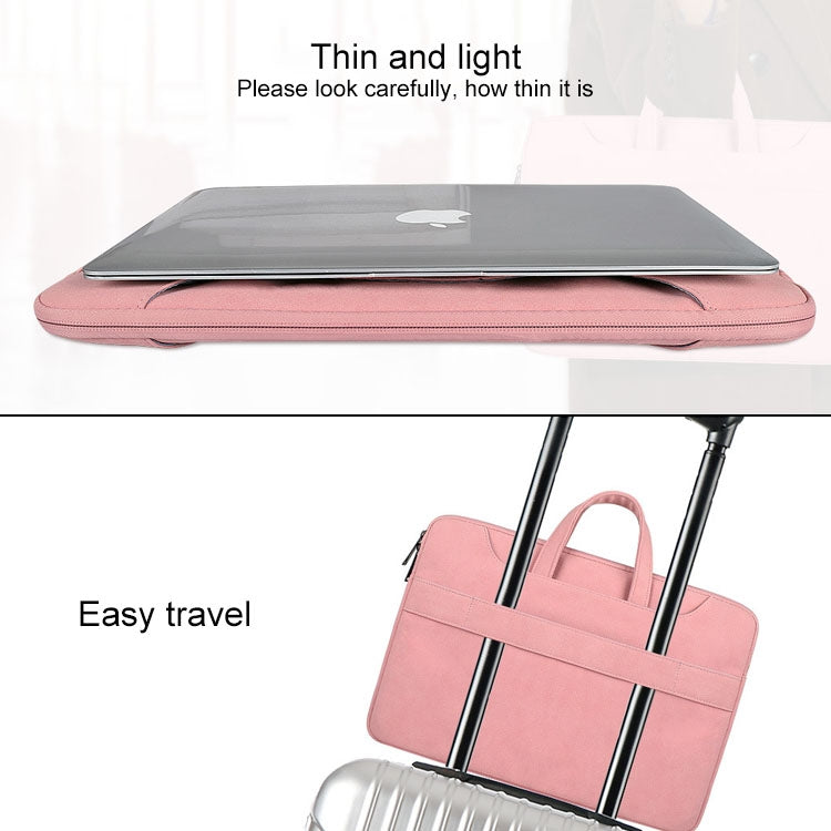 ST06S Waterproof PU Leather Zipper Hidden Portable Strap One-shoulder Handbag for 13.3 inch Laptops, with Magic Stick & Suitcase Belt (Pink) - Computer & Networking by buy2fix | Online Shopping UK | buy2fix