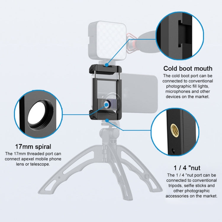 APEXEL F001 Multifunctional Handheld Stabilizer Rig Mount Lens Phone Clip - Combination Lens by APEXEL | Online Shopping UK | buy2fix