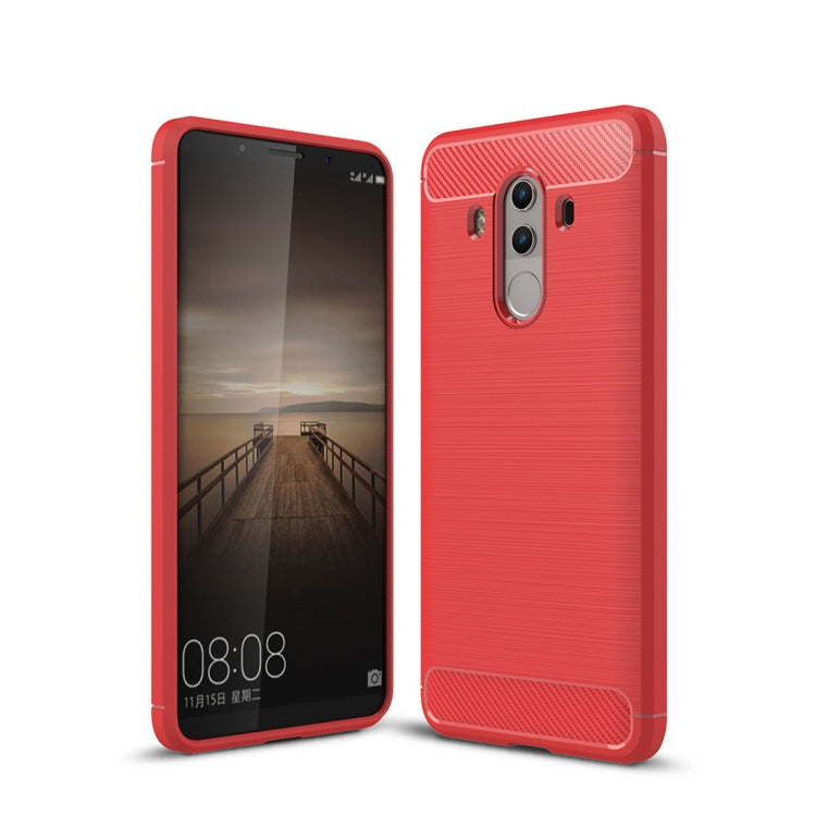 For Huawei  Mate 10 Pro Brushed Texture Carbon Fiber Shockproof TPU Rugged Armor Protective Case (Red) - Mobile Accessories by buy2fix | Online Shopping UK | buy2fix