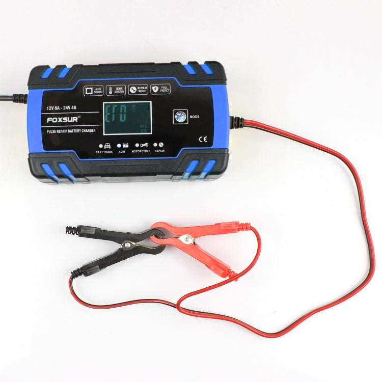 FOXSUR 12V-24V Car Motorcycle Truck Repair Battery Charger AGM Charger, UK Plug (Blue) - In Car by FOXSUR | Online Shopping UK | buy2fix
