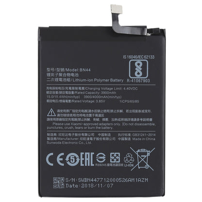 3900mAh BN44 for Xiaomi Redmi 5 Plus Li-Polymer Battery - For Xiaomi by buy2fix | Online Shopping UK | buy2fix