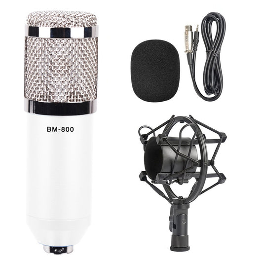 BM-800 3.5mm Studio Recording Wired Condenser Sound Microphone with Shock Mount, Compatible with PC / Mac for Live Broadcast Show, KTV, etc.(White) - Consumer Electronics by buy2fix | Online Shopping UK | buy2fix