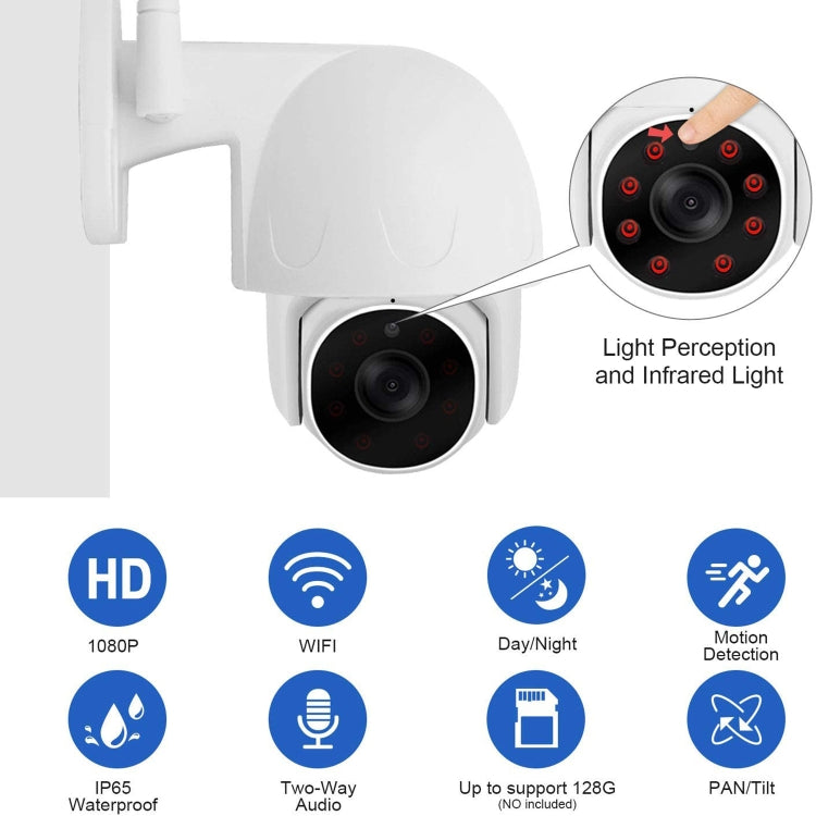 Tuya QX45 1080P Full HD IP65 Waterproof 2.4G Wireless IP Camera, Support Amazon Alexa & Google Home & Motion Detection & Two-way Audio & Night Vision & TF Card, EU Plug - Security by buy2fix | Online Shopping UK | buy2fix