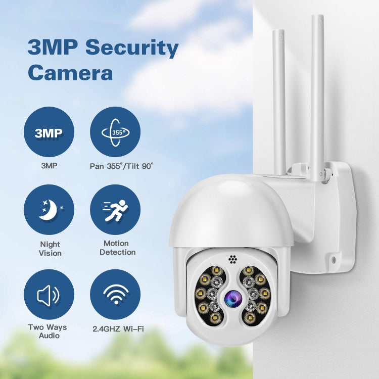 Tuya QX56 3.0 Million Pixels IP66 Waterproof 2.4G Wireless IP Camera, Support Motion Detection & Two-way Audio & Full Color Night Vision & TF Card, US Plug - Security by buy2fix | Online Shopping UK | buy2fix