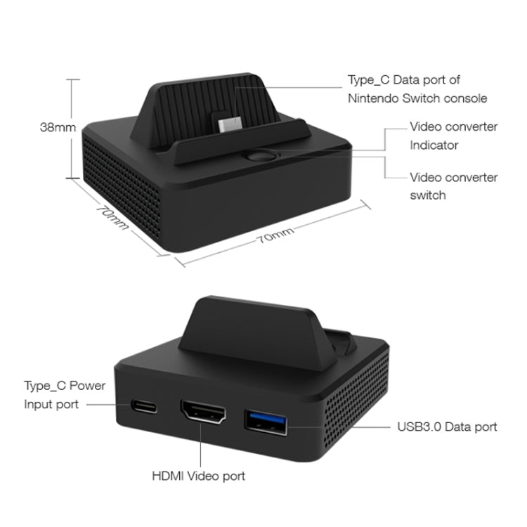 DOBE TNS-1828 HDMI TV Video Converter Dock Charger Adapter for Nintendo Switch(Black) - Charger & Power by DOBE | Online Shopping UK | buy2fix