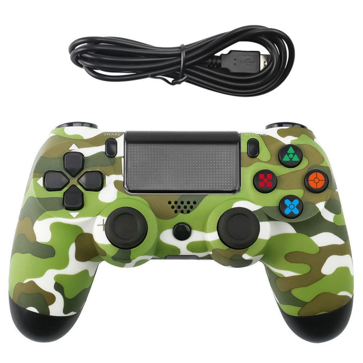 Green Camouflage Snowflake Button Wired Gamepad Game Handle Controller for PS4 - Gamepads by buy2fix | Online Shopping UK | buy2fix
