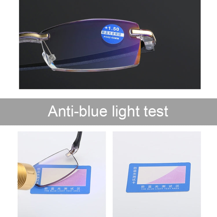 Rimless Anti Blue-ray Blue Film Lenses Presbyopic Glasses, +2.00D(Brown) - Anti-blue Light Goggles by buy2fix | Online Shopping UK | buy2fix