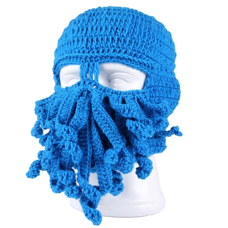 Amurleopard Unisex Barbarian Knit Beanie Octopus Tentacle Cap Winter Warm Face Mask Crochet Hat(Blue) - Protective Helmet & Masks by buy2fix | Online Shopping UK | buy2fix