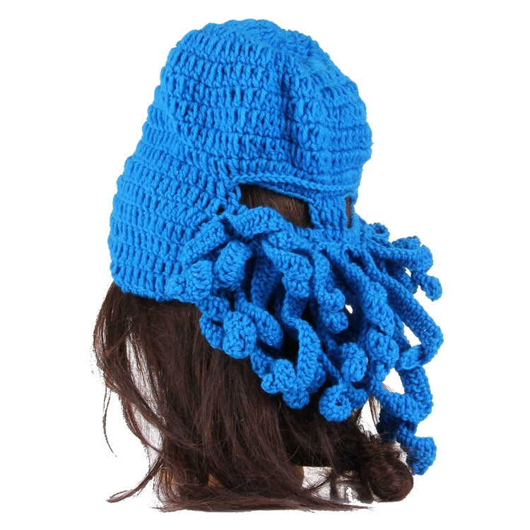 Amurleopard Unisex Barbarian Knit Beanie Octopus Tentacle Cap Winter Warm Face Mask Crochet Hat(Blue) - Protective Helmet & Masks by buy2fix | Online Shopping UK | buy2fix