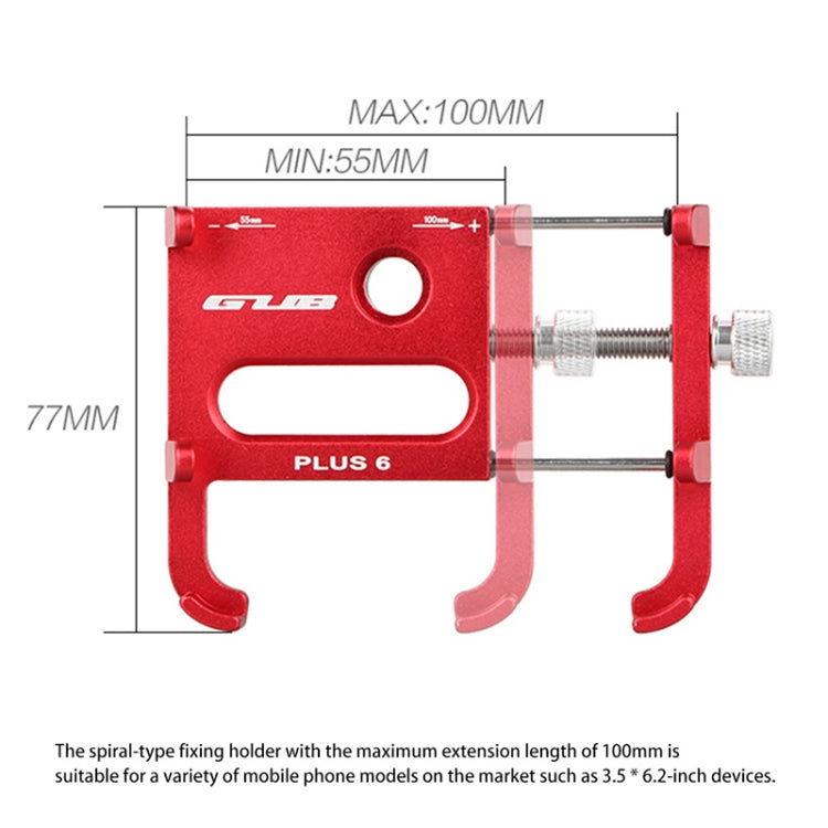 GUB Plus 6 Aluminum Alloy MTB Bike Bicycle Phone Holder(Black Red) - Holders by GUB | Online Shopping UK | buy2fix