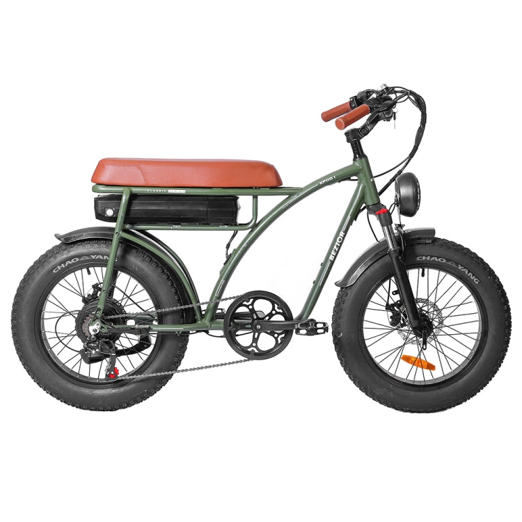 BEZIOR XF001 1000W 48V 12.5AH Retro Electric Bicycle with LCD Digital Display & 20 inch Tires, EU Plug(Army Green) - Electric Bicycles by BEZIOR | Online Shopping UK | buy2fix