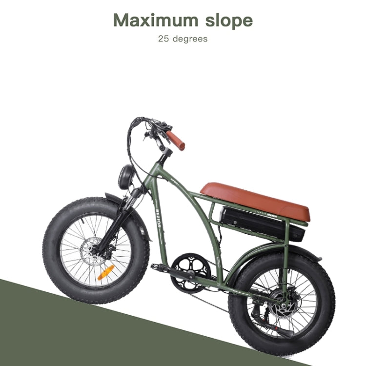 BEZIOR XF001 1000W 48V 12.5AH Retro Electric Bicycle with LCD Digital Display & 20 inch Tires, EU Plug(Army Green) - Electric Bicycles by BEZIOR | Online Shopping UK | buy2fix