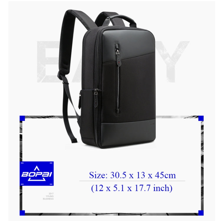 Bopai 851-009911 Business Anti-theft Waterproof Large Capacity Double Shoulder Bag,with USB Charging Port, Size: 30.5x13x45cm (Black) - 15.6 - 17 inch by Bopai | Online Shopping UK | buy2fix