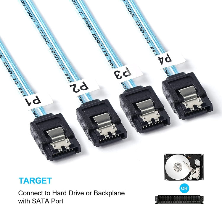 Mini SAS SFF-8643 Host to 7-Pin 4 SATA Target Hard Disk 6Gbps Data Server Raid Cable, Length: 1m - eSATA & SATA & IDE by buy2fix | Online Shopping UK | buy2fix