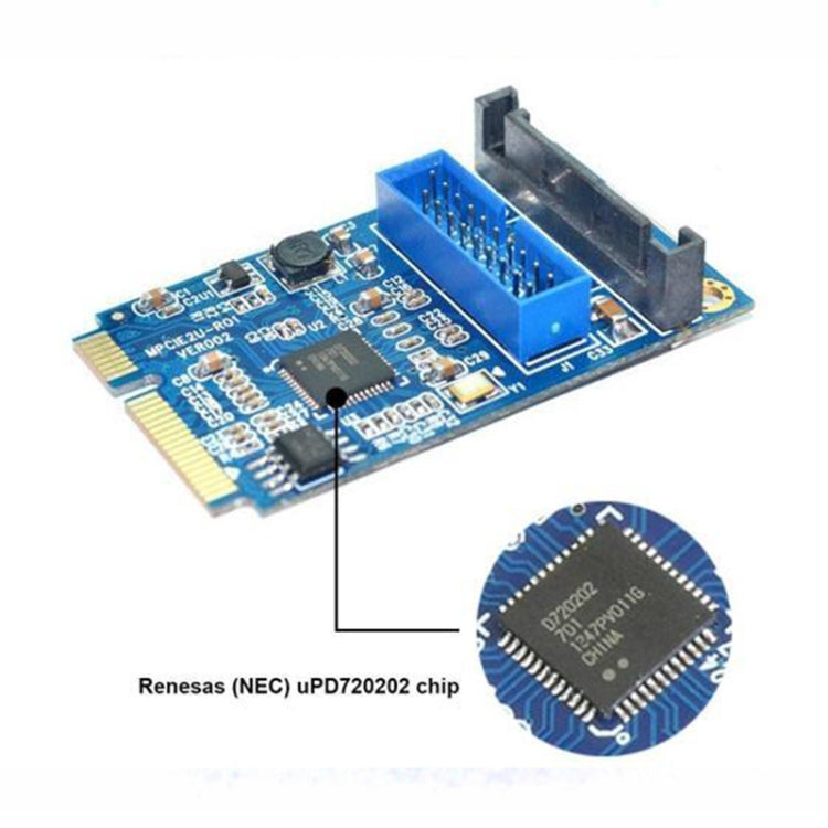 MINI PCI-E to USB 3.0 Front 19 Pin Desktop PC Expansion Card (Blue) -  by buy2fix | Online Shopping UK | buy2fix