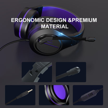 SADES MH601 3.5mm Plug Wire-controlled Noise Reduction E-sports Gaming Headset with Retractable Microphone, Cable Length: 2.2m(Purple) - Multimedia Headset by SADES | Online Shopping UK | buy2fix