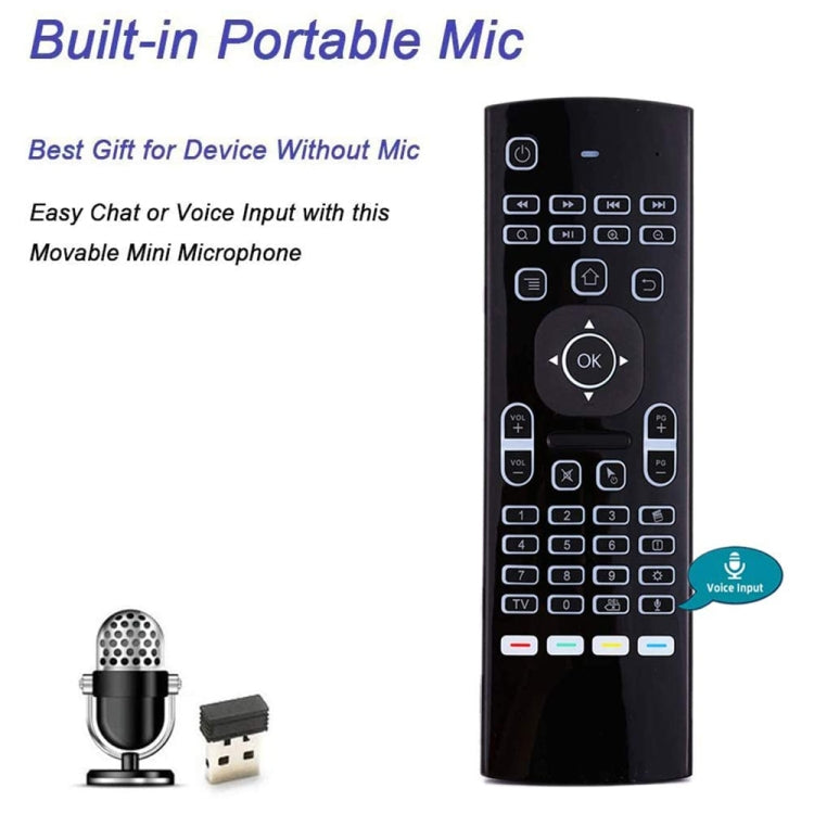 MX3-L Voice with Backlight 2.4GHz Fly Air Mouse Wireless Keyboard Remote Control -  by buy2fix | Online Shopping UK | buy2fix