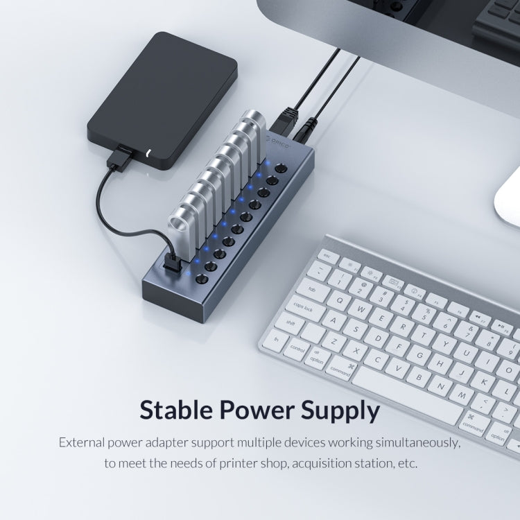 ORICO BT2U3-13AB-GY-BP Multi-Ports Individual Switches HUB, EU Plug - USB 3.0 HUB by ORICO | Online Shopping UK | buy2fix