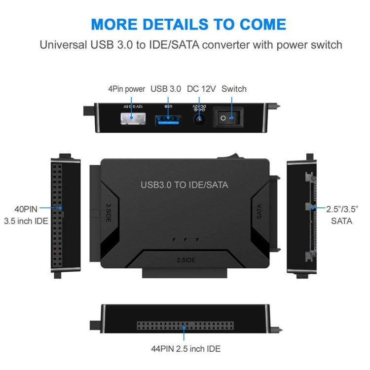 USB 3.0 to SATA / IDE Hard Disk Drive Converter Adapter Cable for 2.5 inch / 3.5 inch SATA IDE HDD, Cable Length: 1m -  by buy2fix | Online Shopping UK | buy2fix