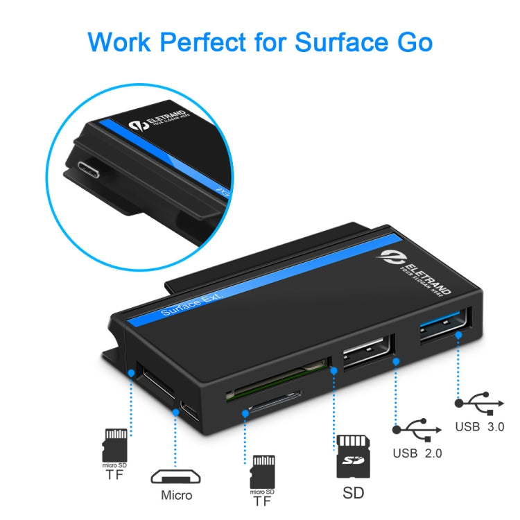 ROCKETEK RT-SGO727 USB 3.0 + USB 2.0 + Micro USB Interface Hub for Microsoft Surface Go, with 2 TF Card & SD Card Slots - USB 3.0 HUB by ROCKETEK | Online Shopping UK | buy2fix