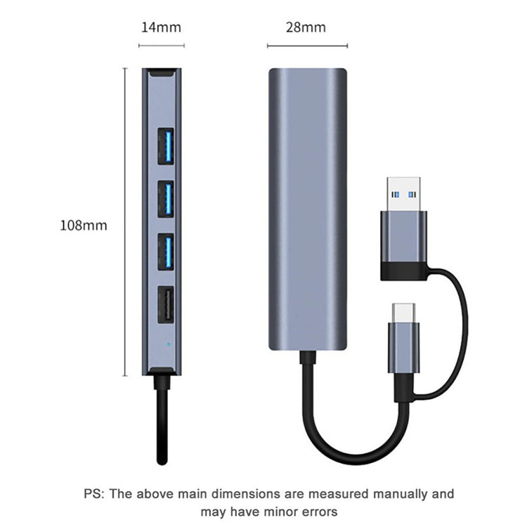 BYL-2208TU 5 in 2 USB + USB-C / Type-C to USB Multifunctional Docking Station HUB Adapter - USB HUB by buy2fix | Online Shopping UK | buy2fix