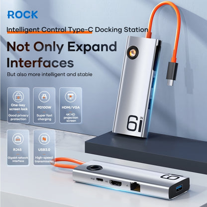 ROCK TR28 HDMI 4K Gigabit Network PD Quick Charger 6 in 1 USB 3.0 HUB (Silver Black) - USB HUB by ROCK | Online Shopping UK | buy2fix