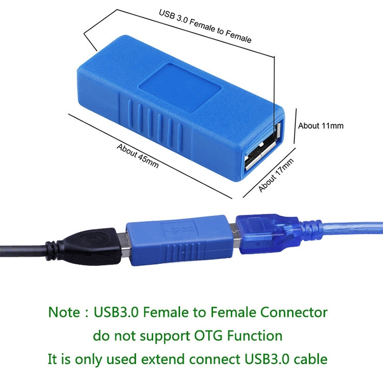 USB 3.0 Type A Female to Type A Female Connector AF Adapter Converter Extender for Laptop (Black) - Computer & Networking by buy2fix | Online Shopping UK | buy2fix