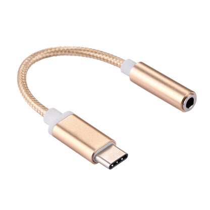 USB-C / Type-C Male to 3.5mm Female Weave Texture Audio Adapter, Length: about 10cm(Gold) - Type-C Adapter by buy2fix | Online Shopping UK | buy2fix