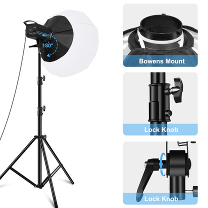 PULUZ 220V 120W Studio Video Light + 2.8m Light Holder + 65cm Foldable Lantern Softbox Photography Kit(US Plug) - Shoe Mount Flashes by PULUZ | Online Shopping UK | buy2fix