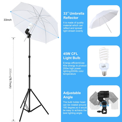 PULUZ LED Light Studio Softbox Photography Kit with Background & Reflective & Tripod Mount & Sandbags(EU Plug) - Stand Bracket by PULUZ | Online Shopping UK | buy2fix