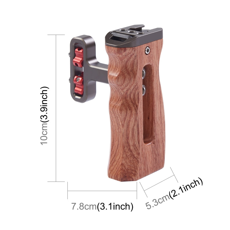 PULUZ Universal Side Wooden Handle Handgrip with Cold Shoe for DSLR Camera Cage(Bronze) - Camera Accessories by PULUZ | Online Shopping UK | buy2fix