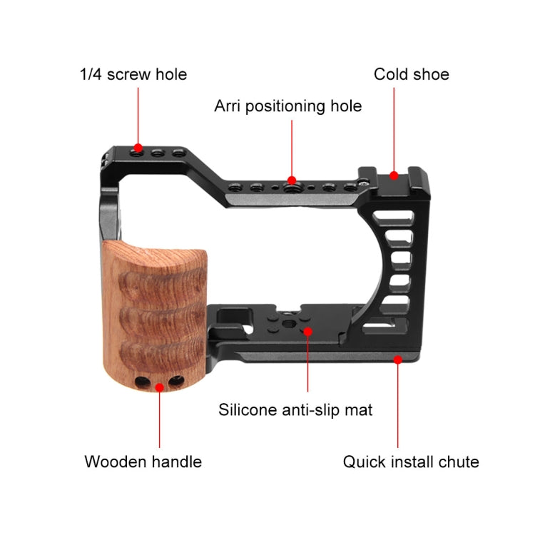 For Sony Alpha 7C / ILCE-7C / A7C PULUZ Wood Handle Metal Camera Cage Stabilizer Rig - Camera Cage by PULUZ | Online Shopping UK | buy2fix