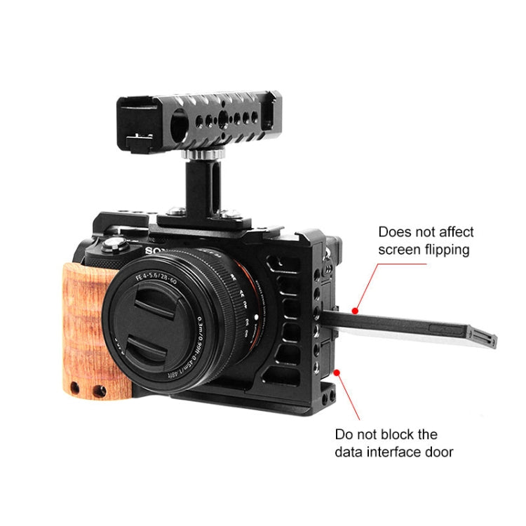 For Sony Alpha 7C / ILCE-7C / A7C PULUZ Wood Handle Metal Camera Cage Stabilizer Rig - Camera Cage by PULUZ | Online Shopping UK | buy2fix