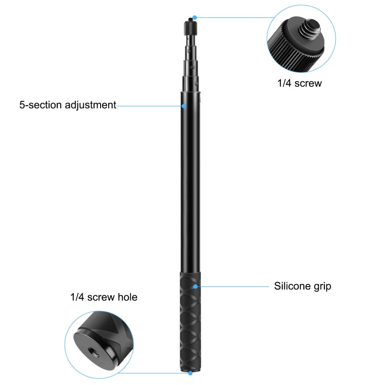 PULUZ 150cm Metal Selfie Stick Monopod  for Insta360 One RS / X2 / X3 / X4 - Self Monopod Grip by PULUZ | Online Shopping UK | buy2fix